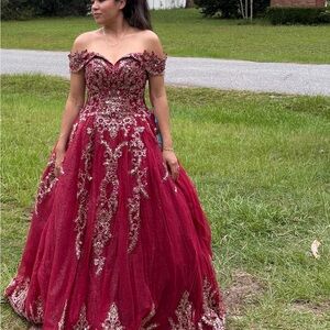 Elegant Red Off-Shoulder Gown